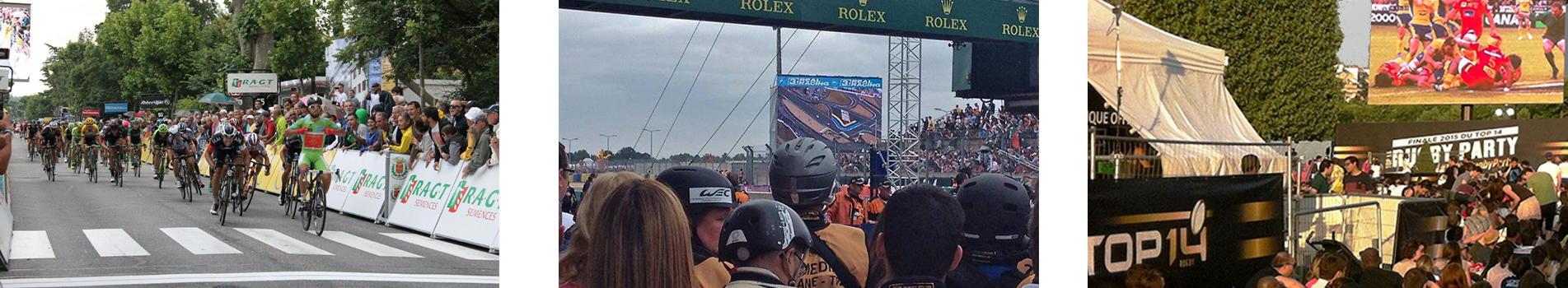 Ecrans géants LED SUPERVISION 24heures du Mans Criterium du Dauphine Top14